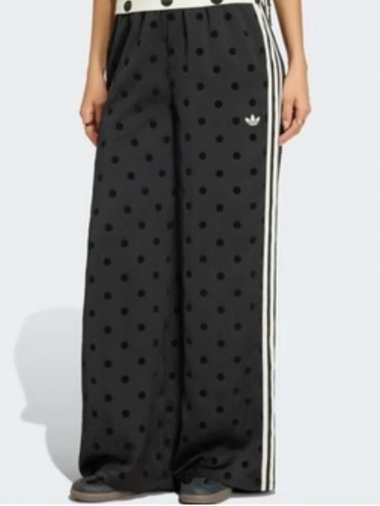 adidas Pants - Adidas Cream Wide-Leg Polka Dot Track Pants with Black Stripes